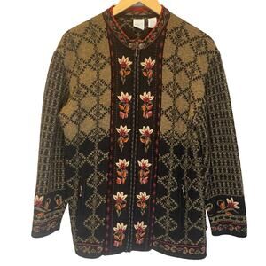 Vintage Black and Brown Floral Cardigan